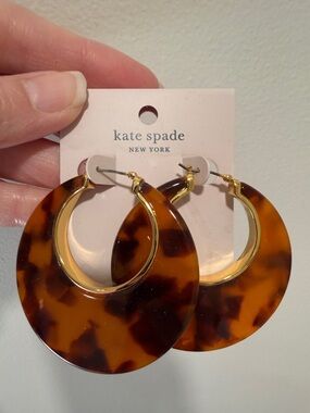 kate spade Tortoiseshell Crescent Hoop Earrings - Brown/Gold